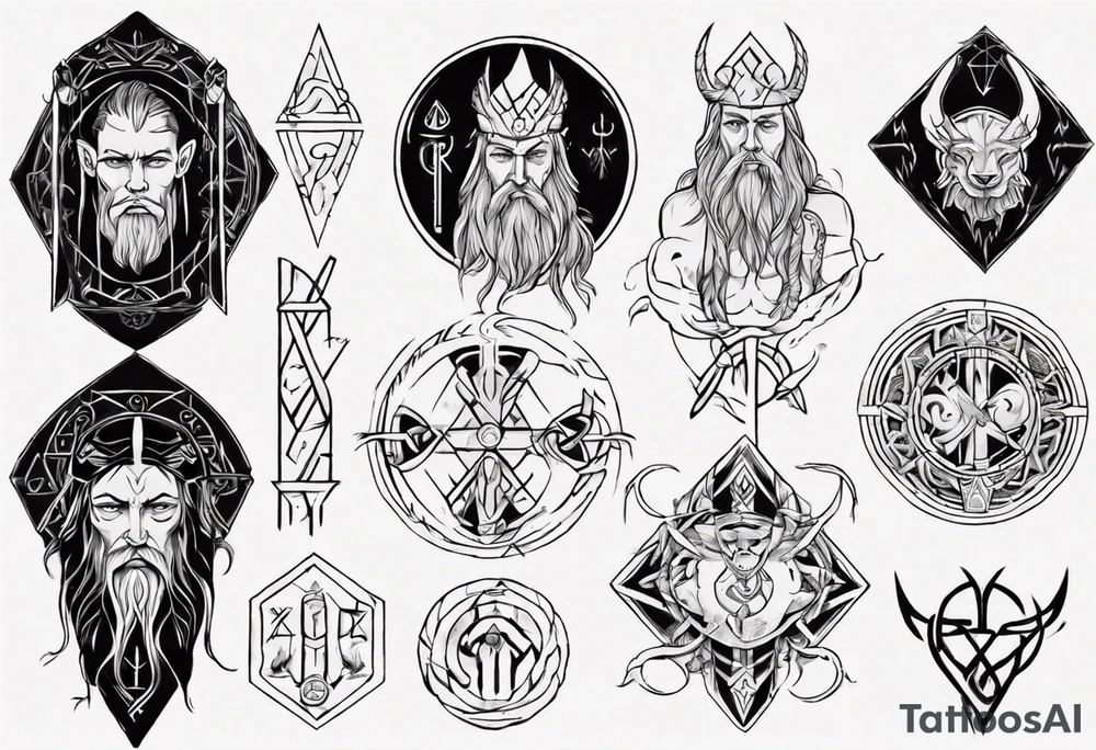 nordic god with rune tattoo idea