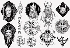 nordic god with rune tattoo idea
