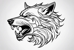 scary wolf head with dark smoke body running tattoo idea