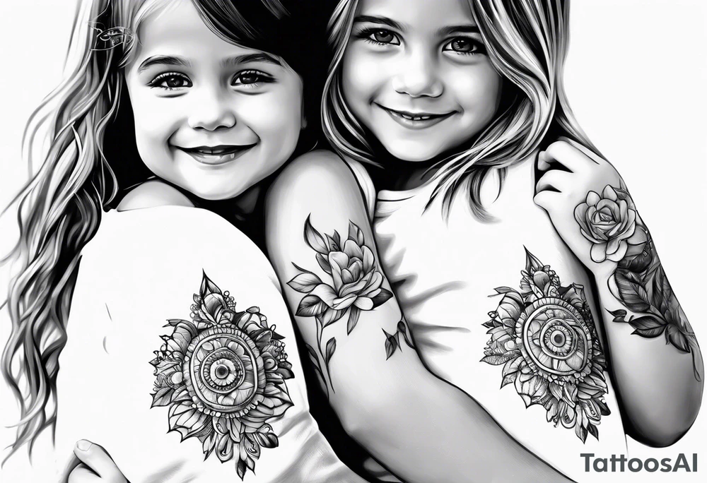 3 little Girls holding hands tattoo idea