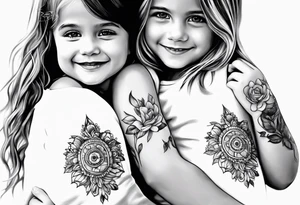 3 little Girls holding hands tattoo idea