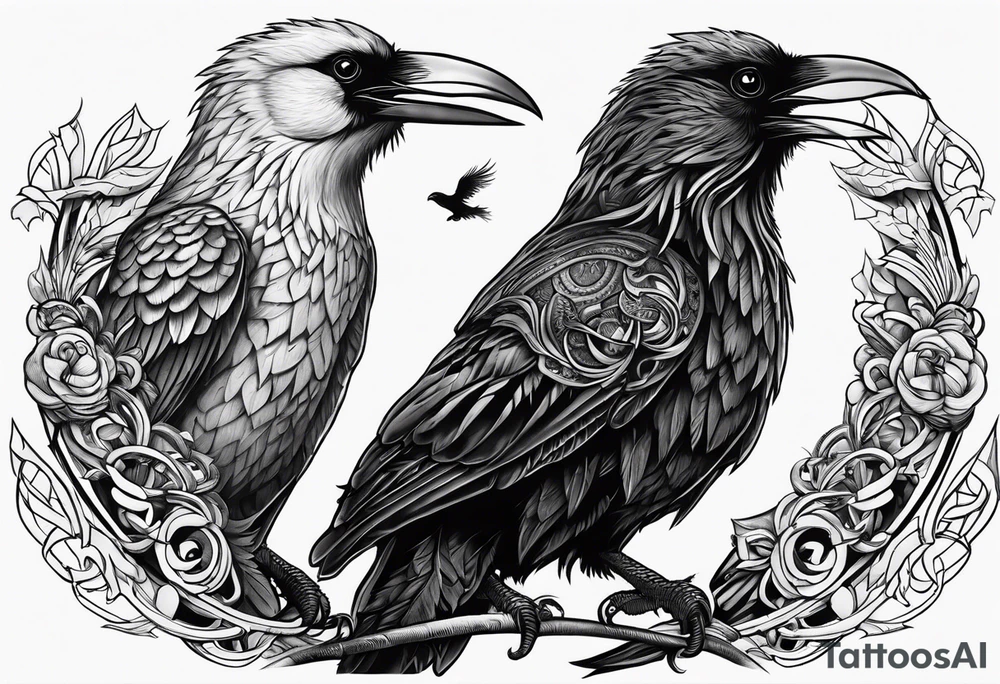 Hugin y munin peleando tattoo idea