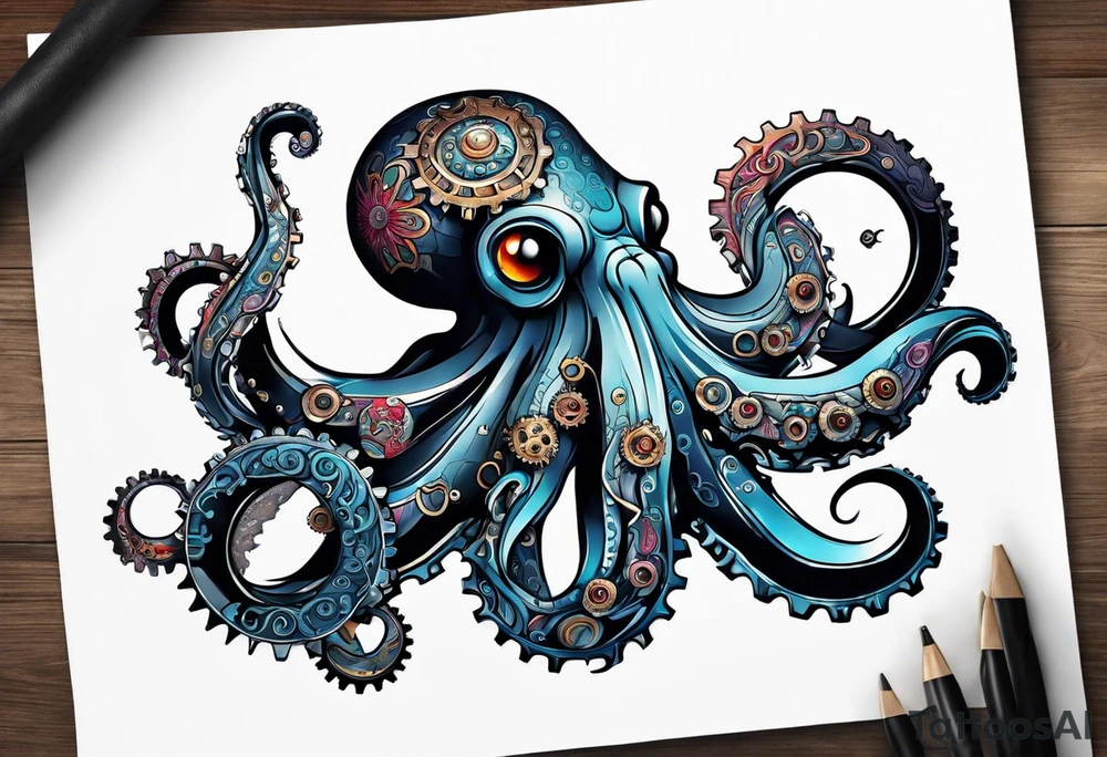 Octopus, gears tattoo idea