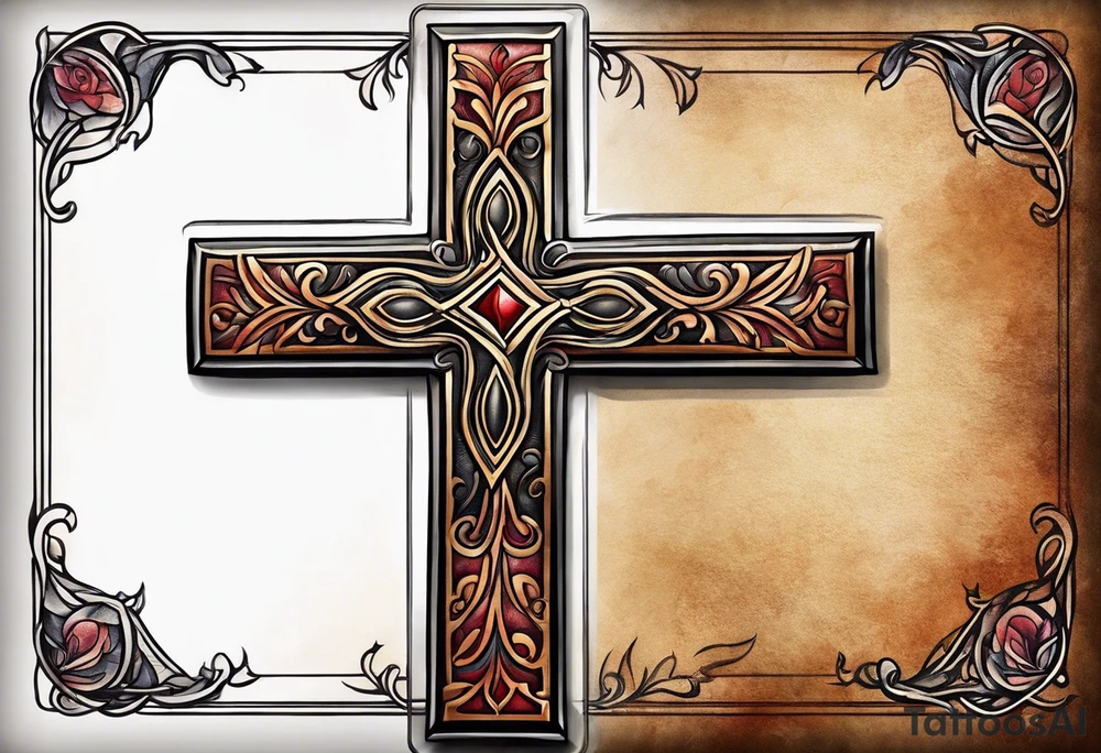 simple leather cross tattoo idea