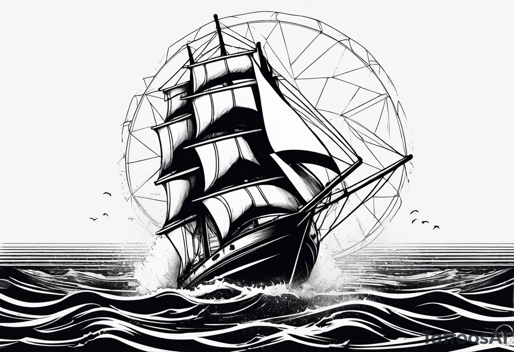 Torn sail on small sailboat tattoo idea