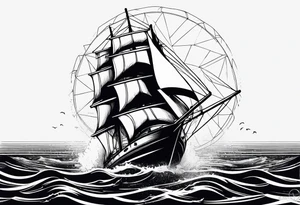 Torn sail on small sailboat tattoo idea