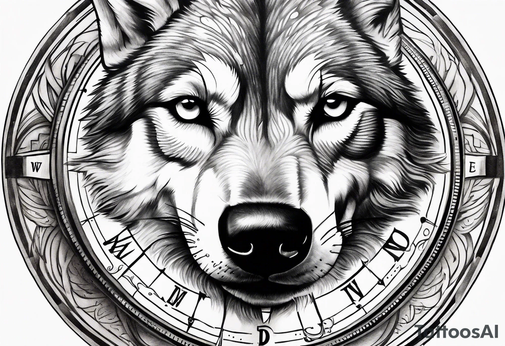Wolf Eyes in the middle of a compass tattoo idea