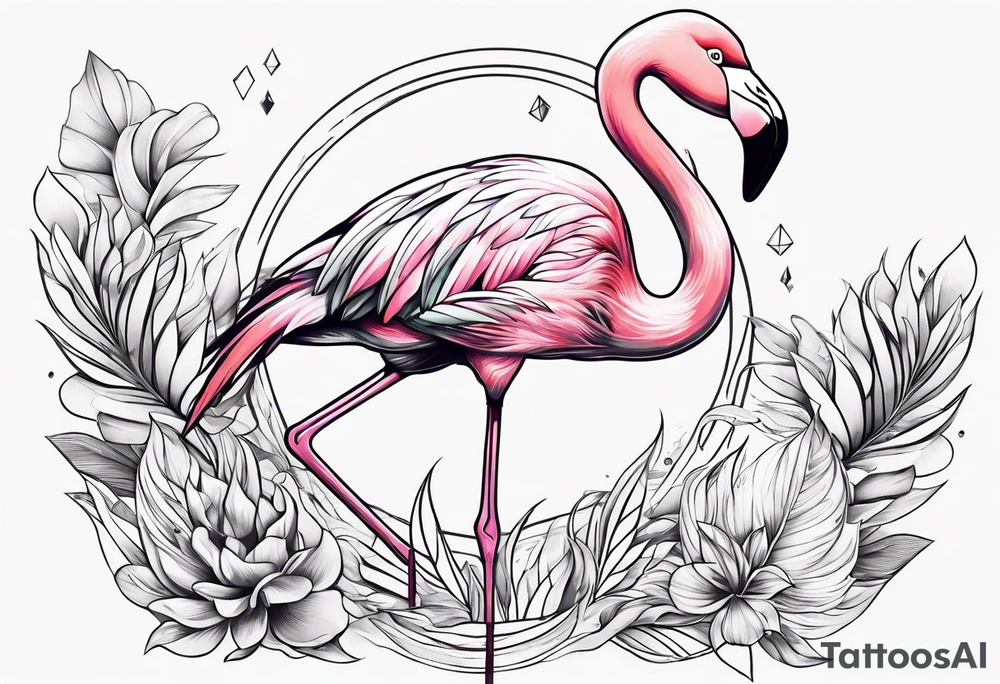 cute flamingo tattoo idea