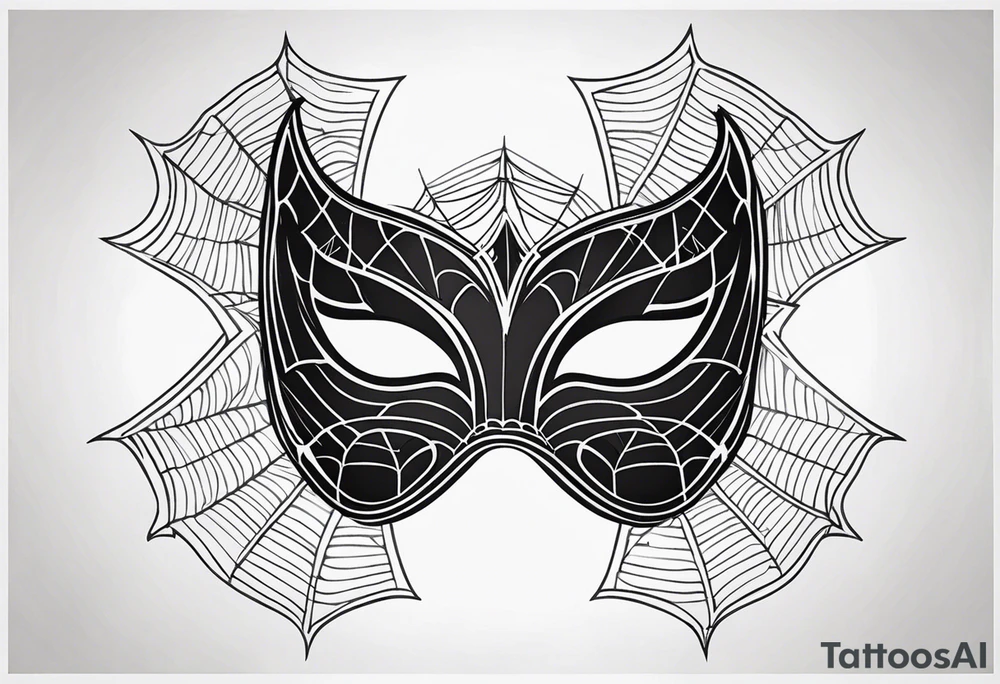 masquerade mask with spider webs tattoo idea