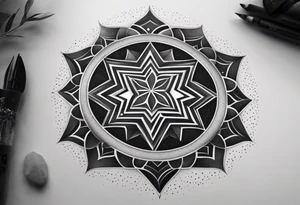 Expanding 3D pentagrams, geometric, tattoo idea