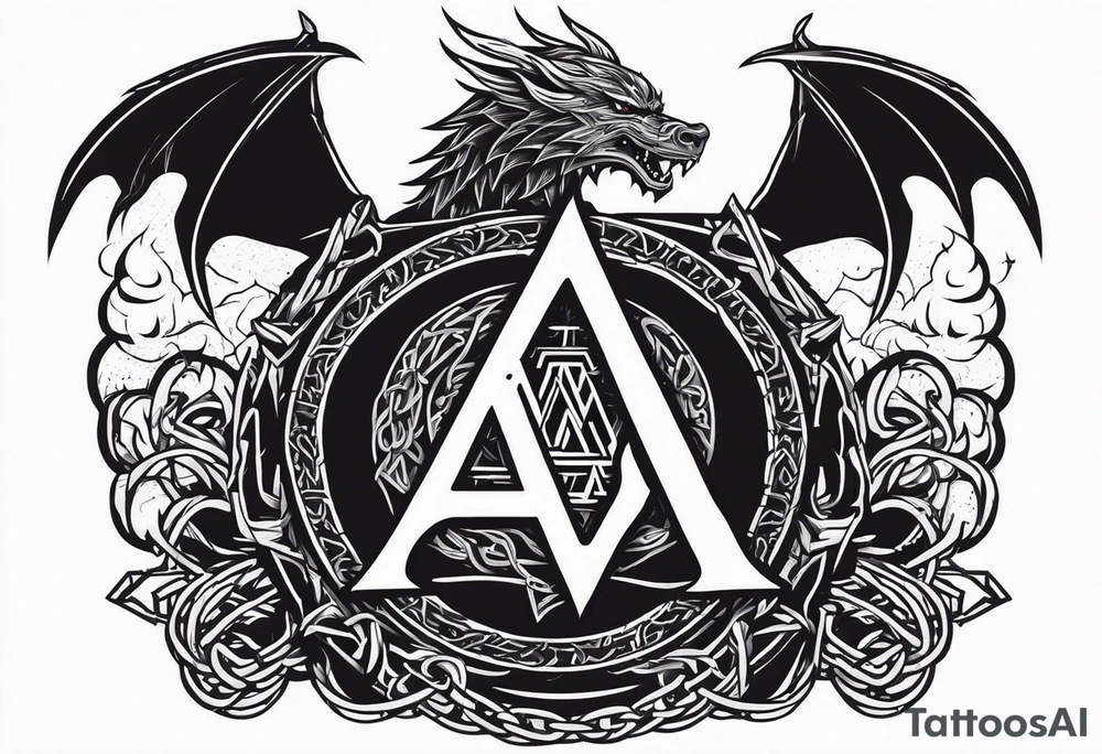 Valhalla sword shield dragon axe Valknut barbed wire chains fire tattoo idea Valhalla sword shield dragon axe Valknut barbed wire chains fire tattoo idea