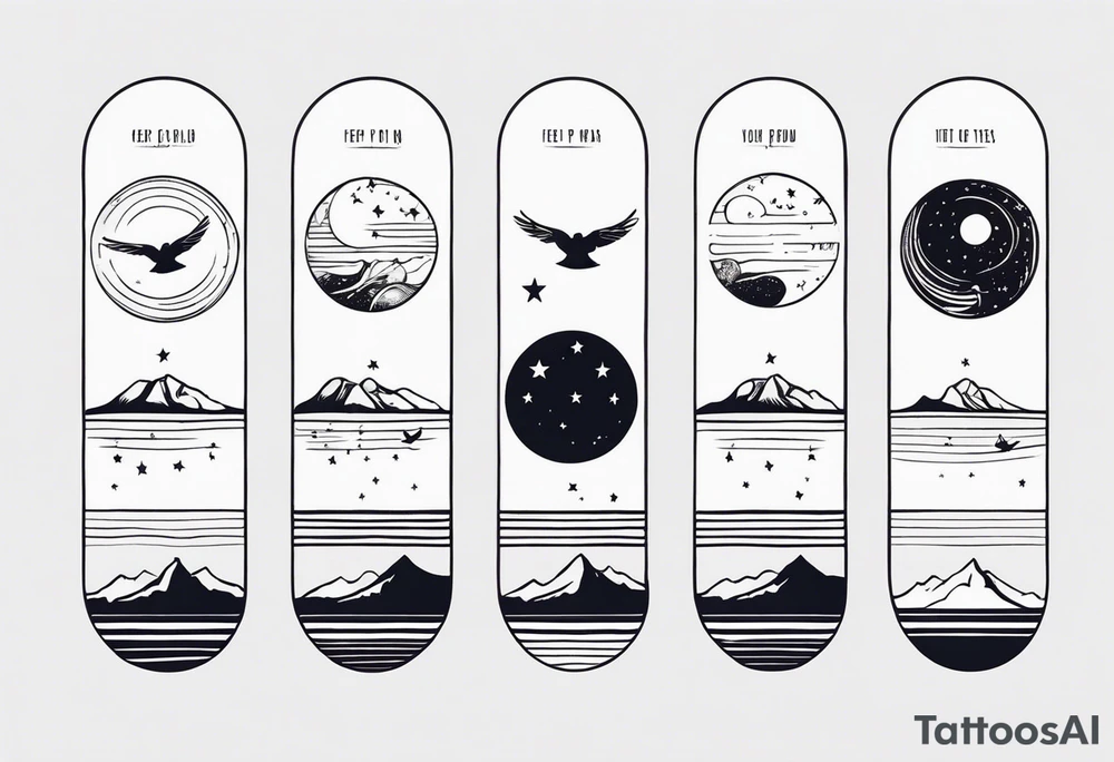 Line up neck with sparrow and the saying keep your feet on the ground and your eyes on the stars tattoo idea