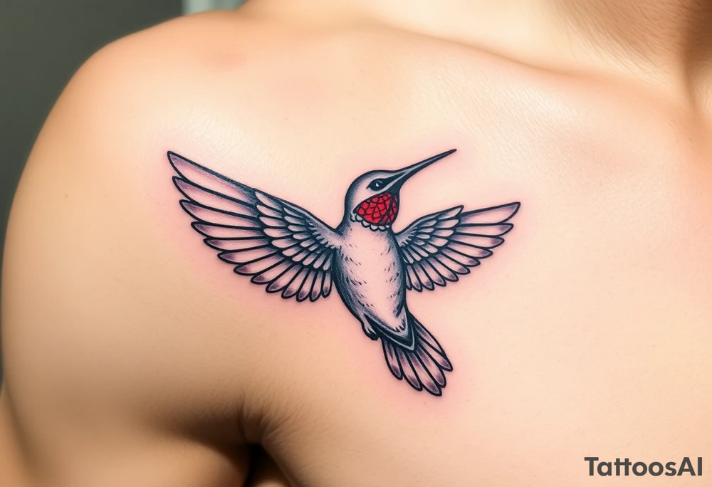 hummingbird with wings made of hieroglyphic symbols(only red , blue and black are possible colors) tattoo idea
