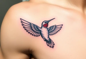 hummingbird with wings made of hieroglyphic symbols(only red , blue and black are possible colors) tattoo idea