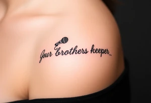 A microphone wire writing the words “My brothers keeper” tattoo idea