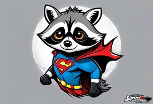 raccoon wearing a Superman t-shirt tattoo idea