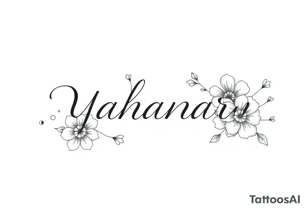 Name YAHANARA with flowers tattoo idea