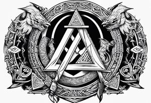 Valhalla valknut sword axe Dragon shield tattoo idea