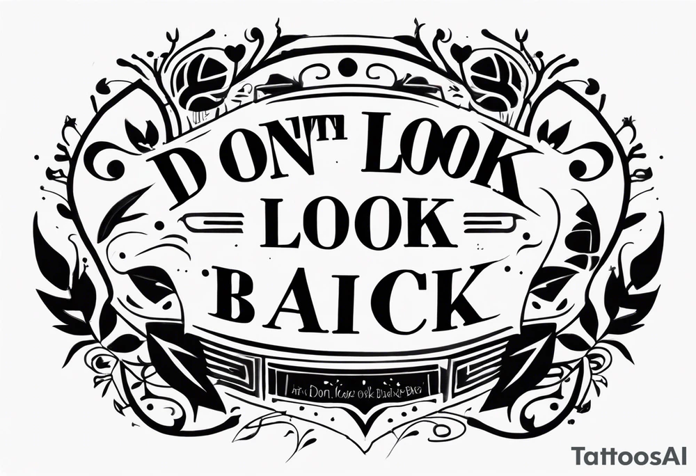 A tattoo with words only. The words are “Don’t look back” tattoo idea