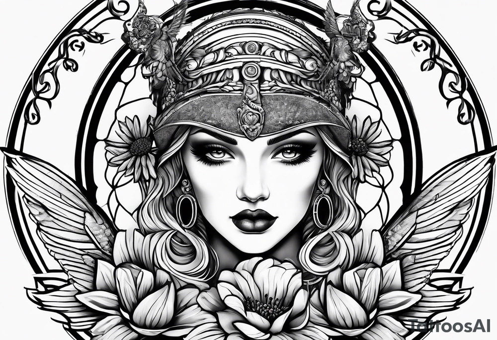 Beetender engel mit Banner tattoo idea