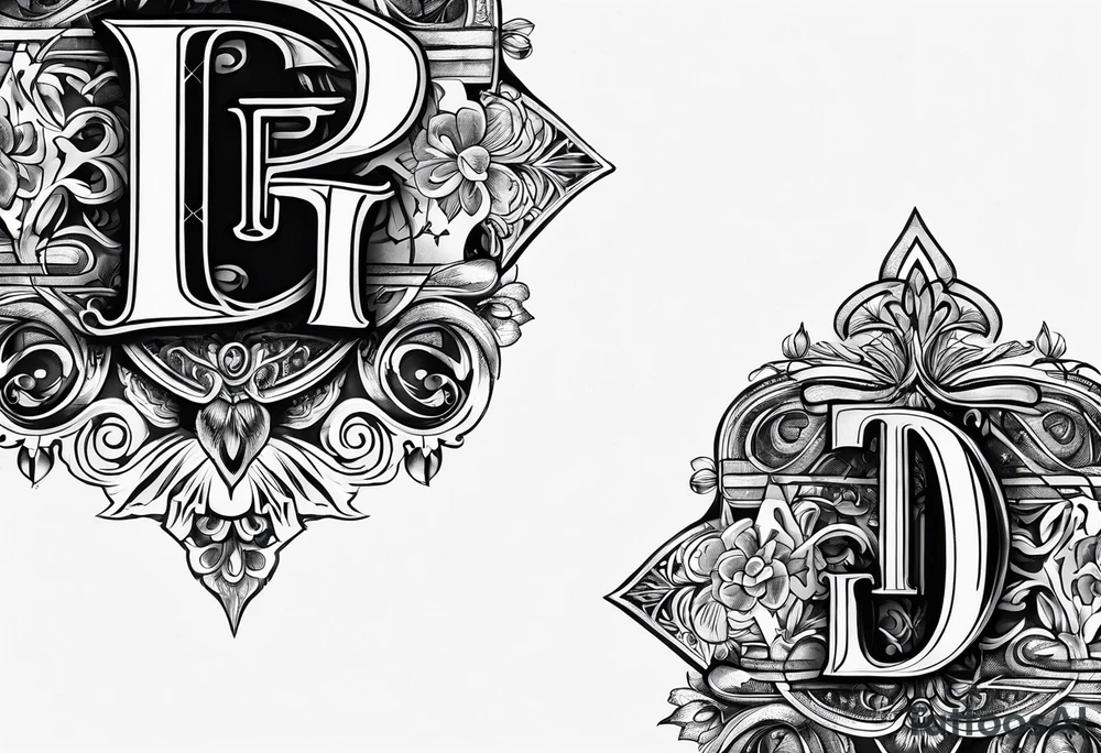 Cool image of initials “Dgb 3” tattoo idea