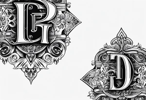Cool image of initials “Dgb 3” tattoo idea