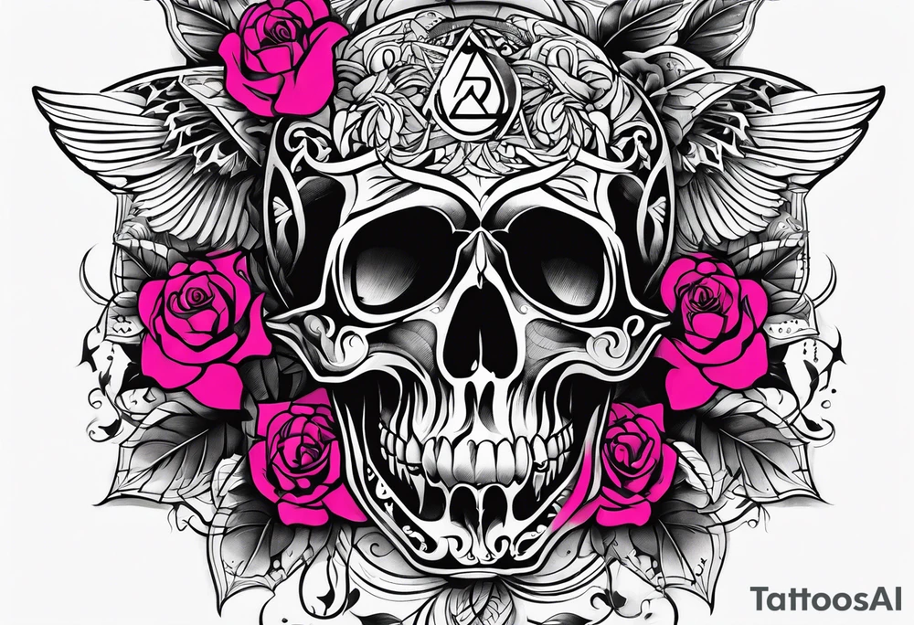 Pink Floyd skull rose tattoo idea
