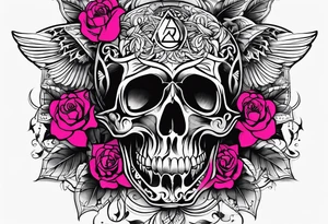 Pink Floyd skull rose tattoo idea