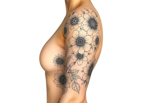 Survival through pain, flowers, mandalas tattoo idea