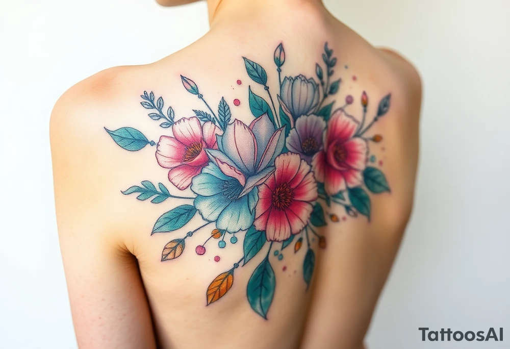 Looking for a cover-up tattoo with flowers pastel colors for months September, January, June, May, and July. tattoo idea