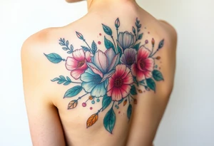 Looking for a cover-up tattoo with flowers pastel colors for months September, January, June, May, and July. tattoo idea