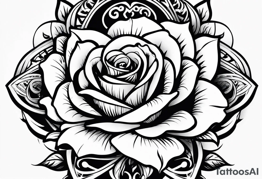 Island rose for neck tattoo idea