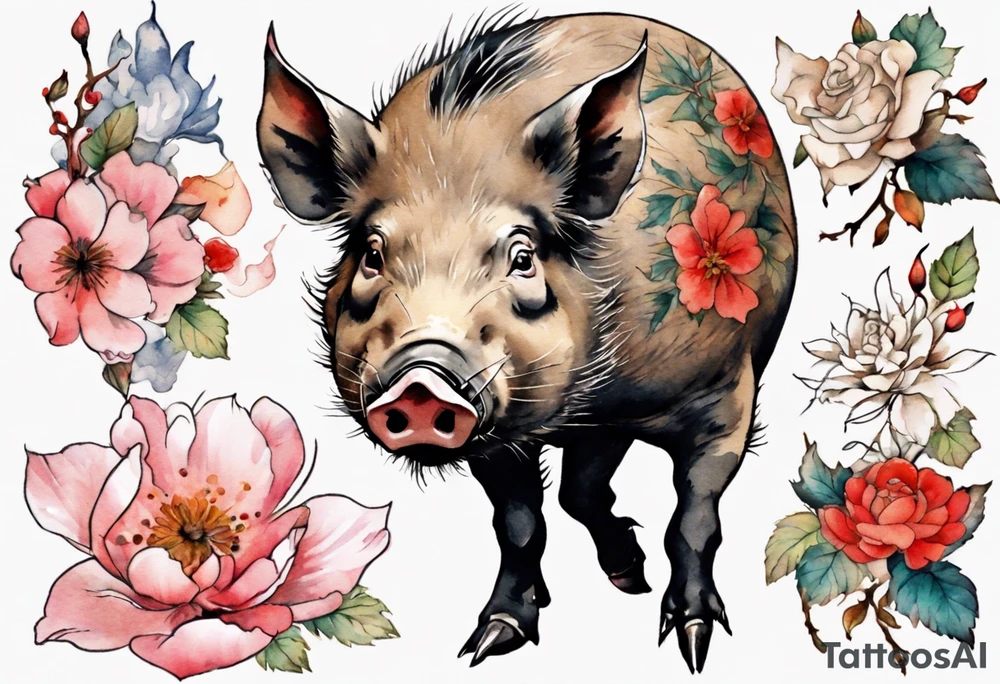 an elderly boar tattoo idea