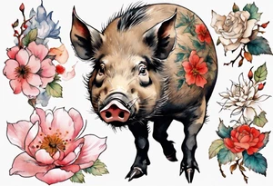 an elderly boar tattoo idea