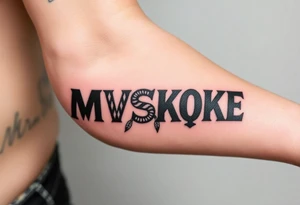 “MVSKOKE” shaded with Native American print tattoo idea