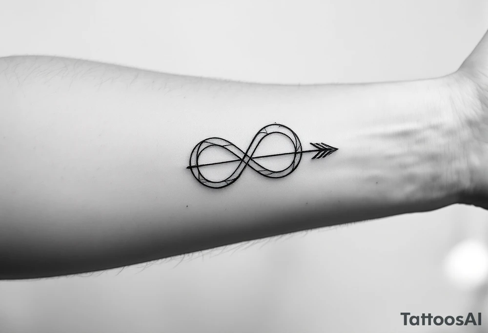 An arrow looping into an infinity symbol tattoo idea