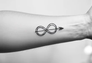 An arrow looping into an infinity symbol tattoo idea