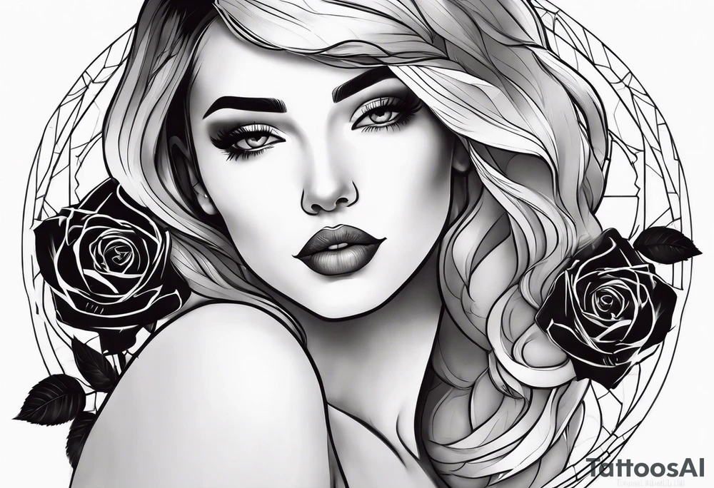sarah with a rose made to fit on my forearm tattoo idea