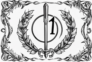 number 13 centered in a laurel leaf wreath and a sword going through the center of the wreath tattoo idea