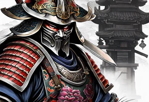 Samurai full armor facing sideways full sleeves tattoo idea