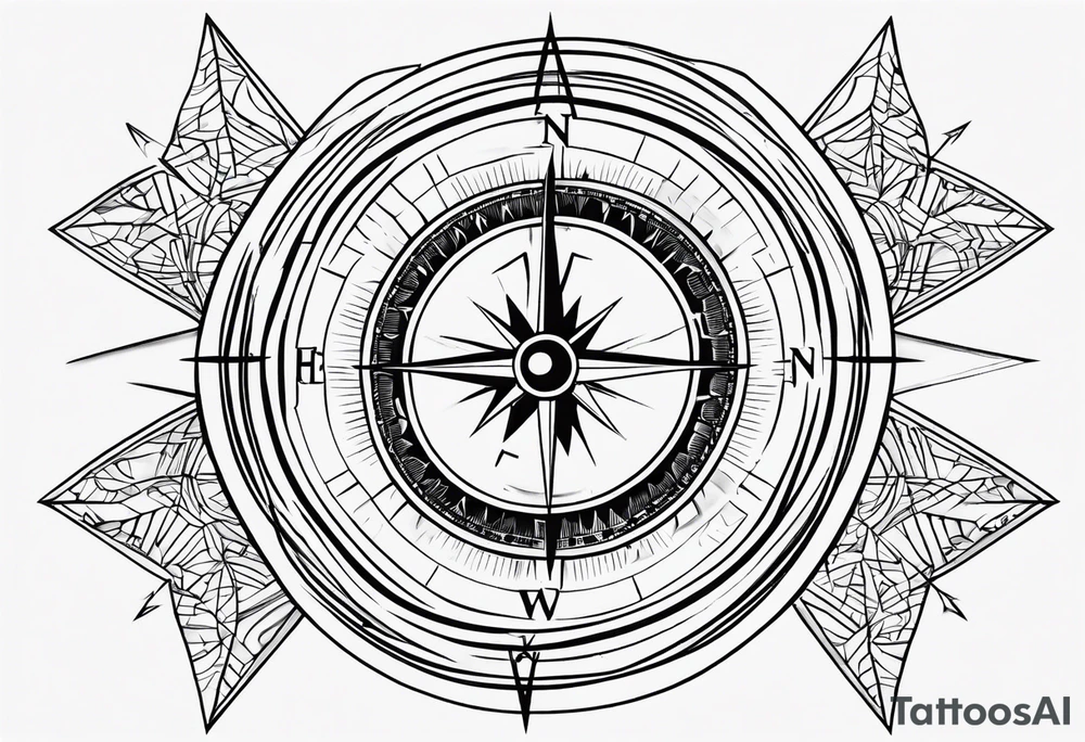 simplistic 8 point compass with north south east and west points being longer tattoo idea