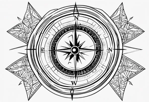 simplistic 8 point compass with north south east and west points being longer tattoo idea