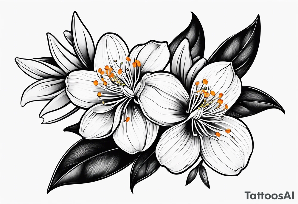 A simple orange blossom and orange slice tattoo idea