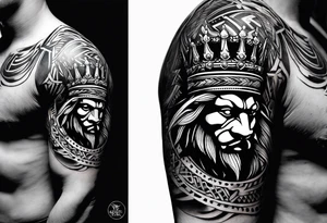 A tattoo of a king with an eagle head drawn in a tribal style tattoo idea
