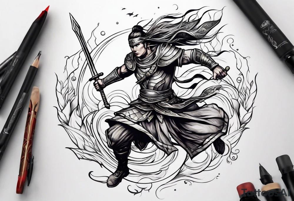 leaping warrior tattoo idea