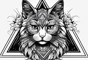 cat inside triangle tattoo idea