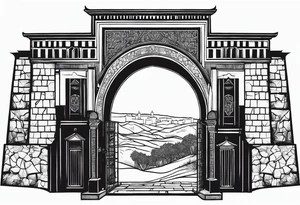 israel town gate vector tattoo idea