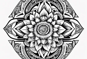 tribal shark teeth, tribal patterns and flowers for forearm tattoo idea