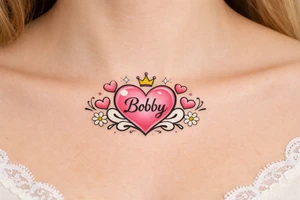 Heart cute adorable beautiful girly preppy heart tattoos with women boyfriends name that is named Bobby tattoo idea