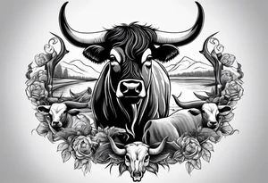 hunting and cows and bull skulls and fishing and love tattoo idea